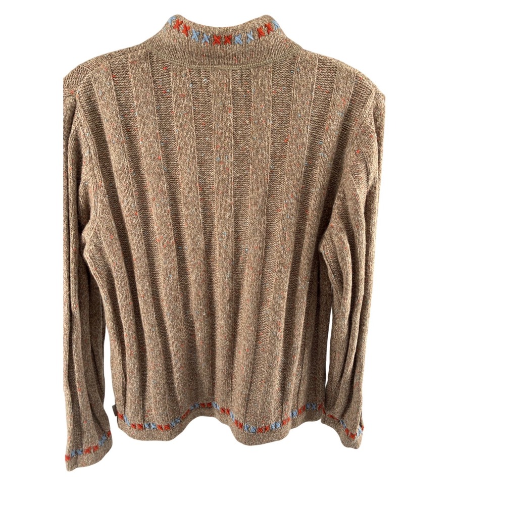 Fall Womens Petite M Quarter‎ Zip Sweater Mock Neck Embroidered Pullover - Picture 2 of 5